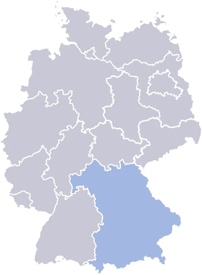 Map of Bavaria highlighting the Bad Wiessee area.